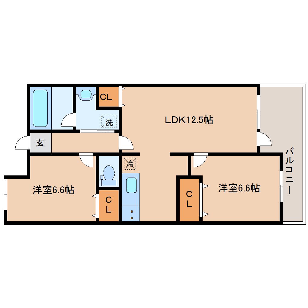 ノア本屋敷(2LDK/3階)の間取り写真