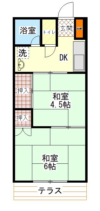 柿生コーポ(2K/2階)の間取り写真