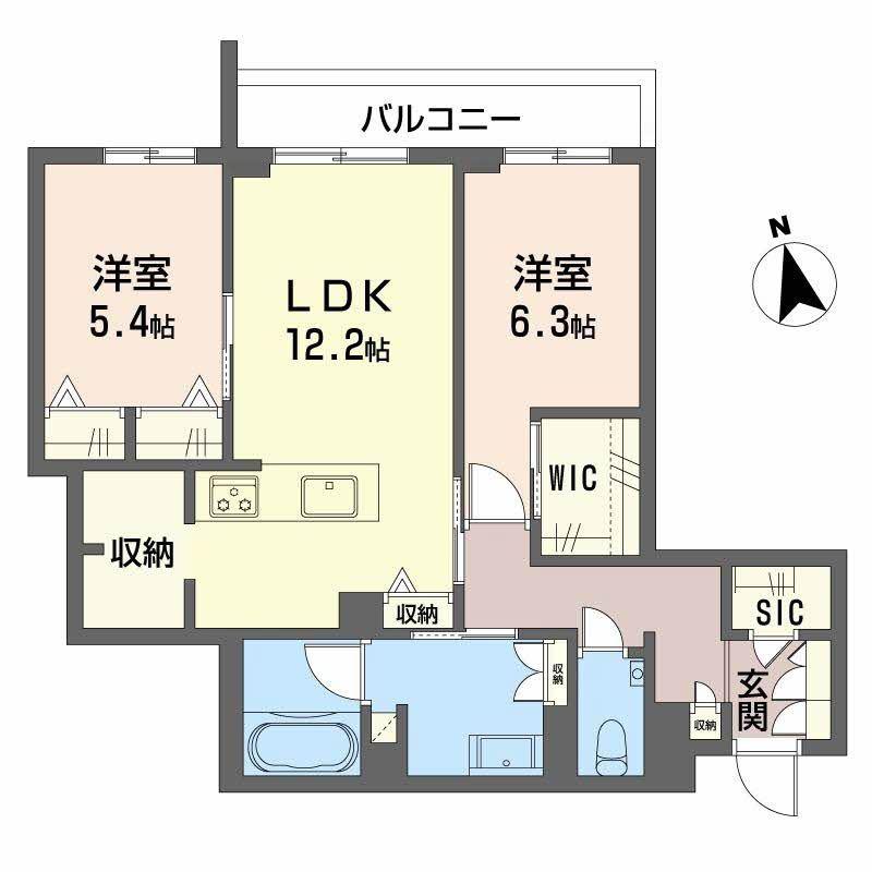 CELFENA 宝塚・川面 HAUTDEGAMME(2LDK/2階)の間取り写真