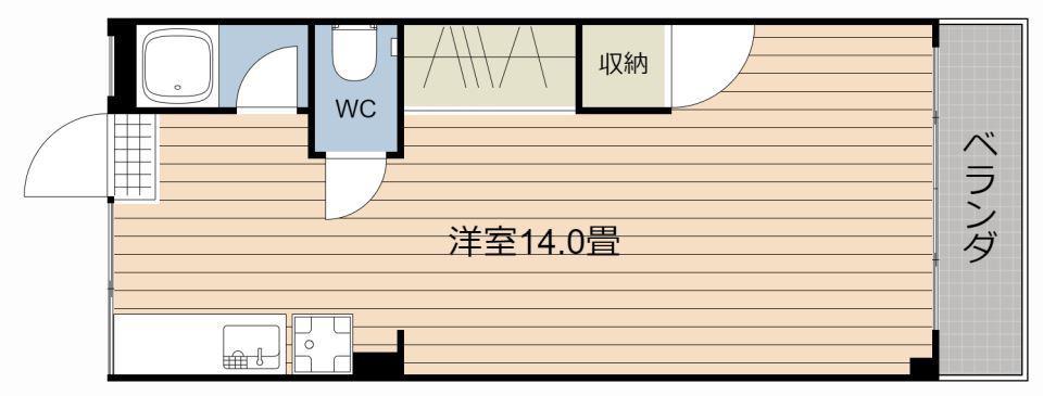 福田ビル(ワンルーム/2階)の間取り写真