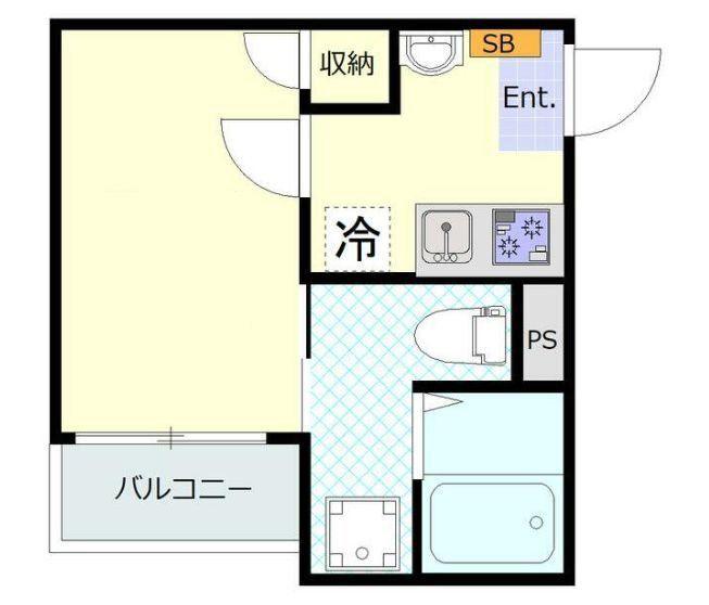 カローレ鶴見(1K/2階)の間取り写真
