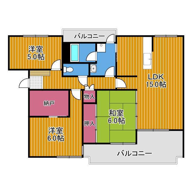 ファラン道明寺(3LDK/2階)の間取り写真