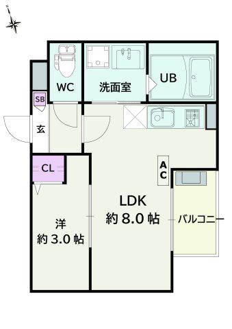 JACK KASUMIGASEKIHIGASHII(1LDK/3階)の間取り写真