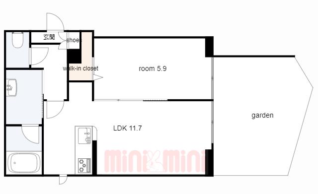 SHA MAISON 市庭町(1LDK/1階)の間取り写真