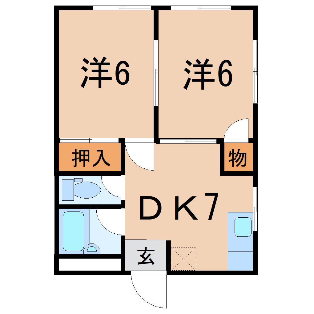 メゾンカンノ(2DK/1階)の間取り写真