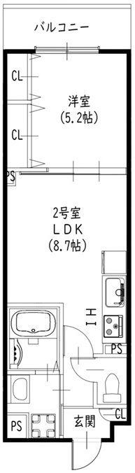 クリエオーレ北伊丹(1LDK/1階)の間取り写真