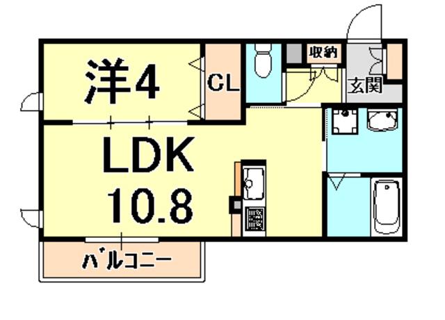 CHIARO VITA(1LDK/3階)の間取り写真