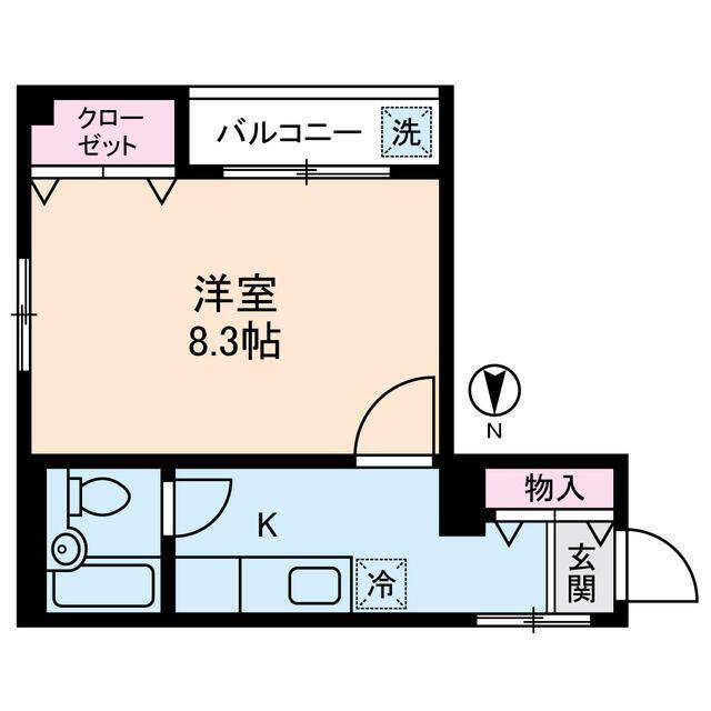 ソレイユ清水(1K/2階)の間取り写真