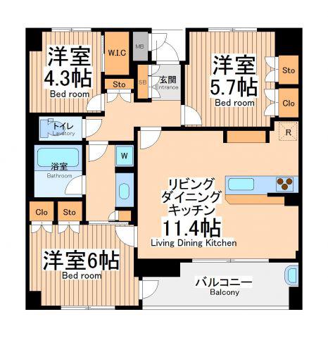 ケーディーエックスレジデンス町田(3LDK/2階)の間取り写真