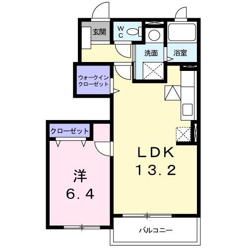 ウーバノーベ(1LDK/1階)の間取り写真