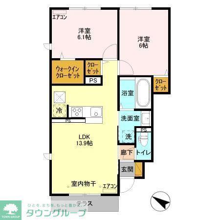 フォレヴィラージュ B(2LDK/1階)の間取り写真