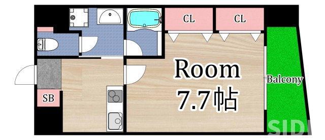 HOMMAGE A(1K/7階)の間取り写真
