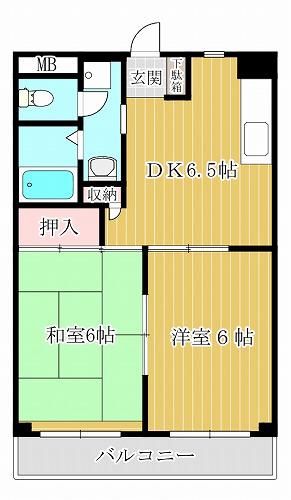第2丸友ビル(2DK/2階)の間取り写真