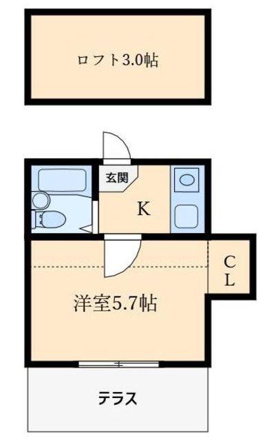 ＪＲ京浜東北線 蕨駅 徒歩8分 2階建 築36年(1K/1階)の間取り写真