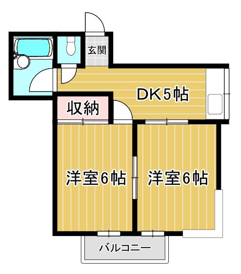 コンフォルトヒロ(2DK/2階)の間取り写真