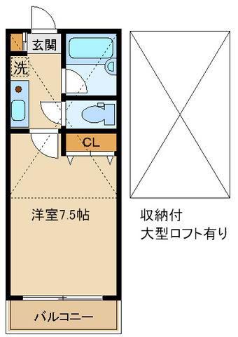 クレセントハイツサウス・PARTIII (1K/2階)の間取り写真