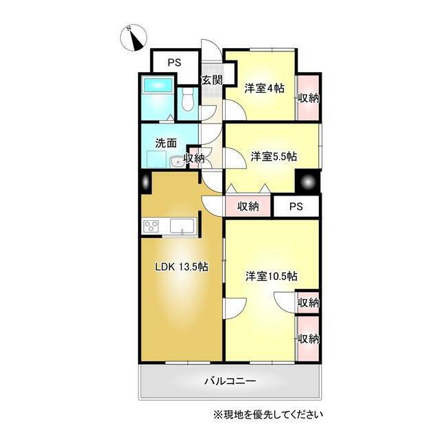 アーバンコート中須賀 弐番館(3LDK/5階)の間取り写真