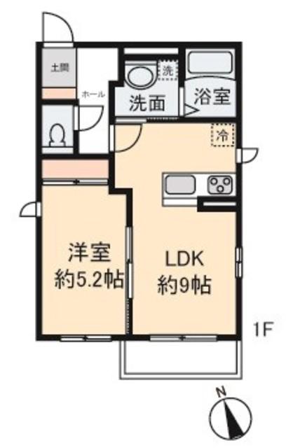 ハイム けやき(1LDK/1階)の間取り写真