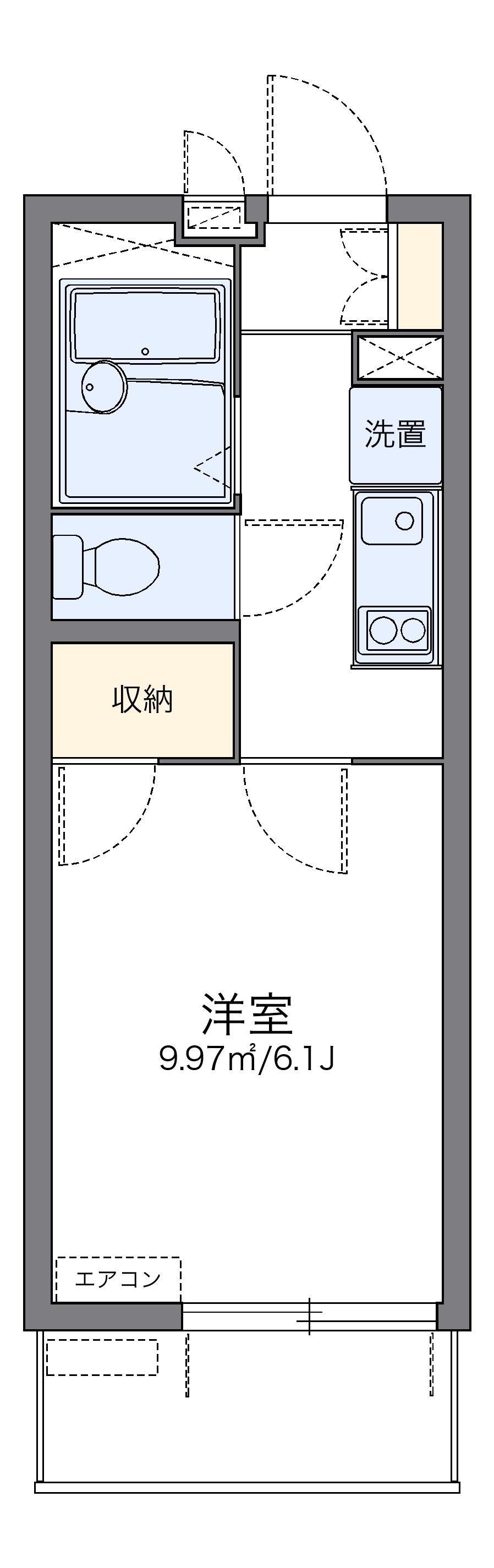 レオパレス西中洲(1K/4階)の間取り写真