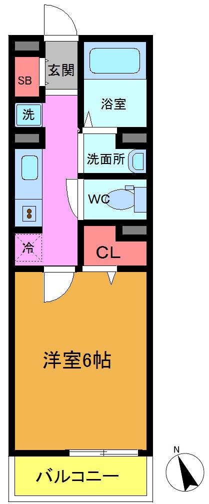 ドムスY(1K/1階)の間取り写真