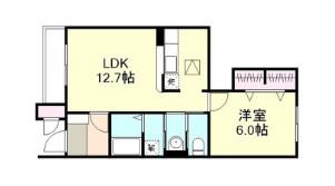 サンクレストB棟(1LDK/1階)の間取り写真