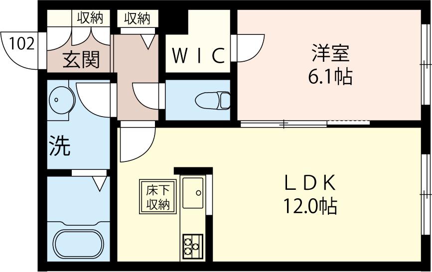 GARDENS(1LDK/1階)の間取り写真
