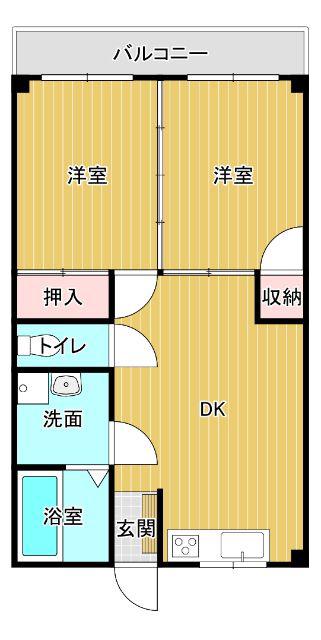 コーポ梅白(2DK/1階)の間取り写真