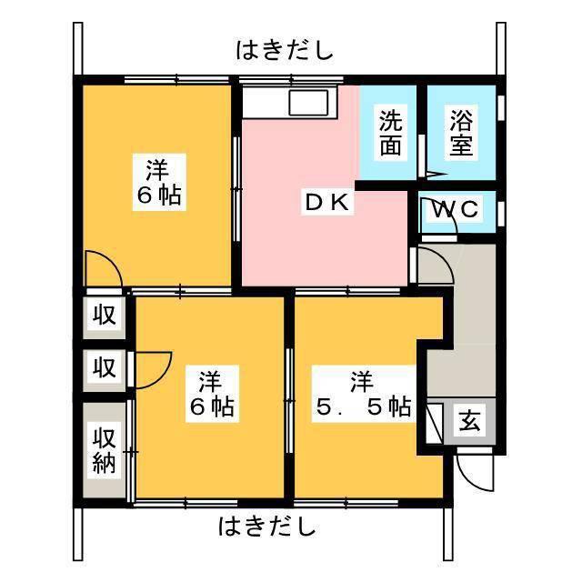 フォーブルT-I(3DK/1階)の間取り写真