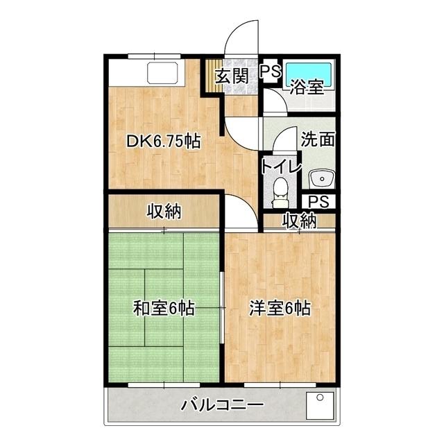 松栄マンションB(2DK/2階)の間取り写真
