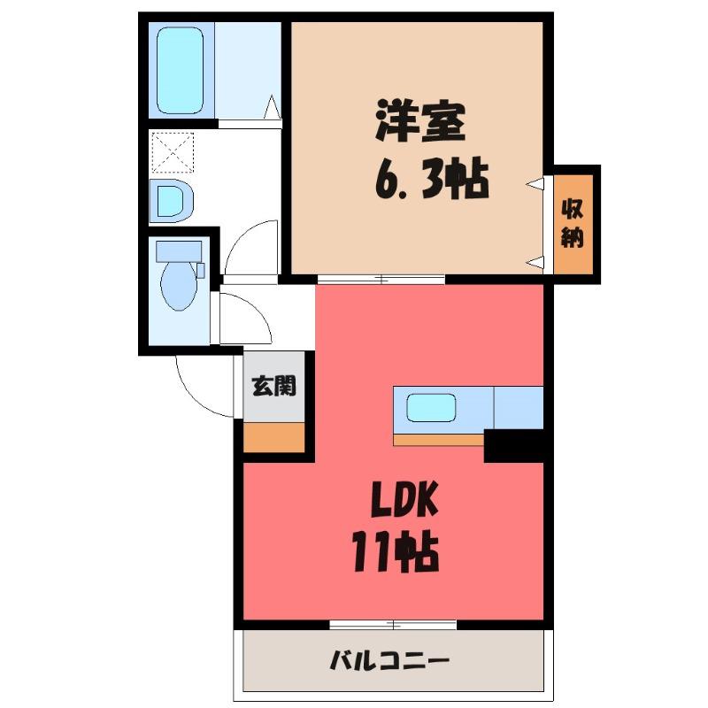ブリリアントE(1LDK/2階)の間取り写真