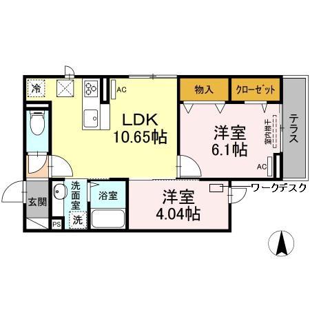 レジリエンス下赤塚(2LDK/1階)の間取り写真