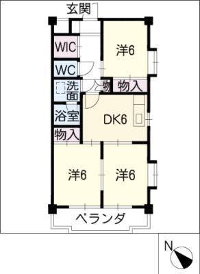 アルカディア知多(3DK/4階)の間取り写真