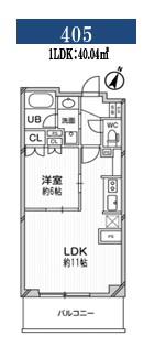 ドゥーエ大宮(1LDK/4階)の間取り写真