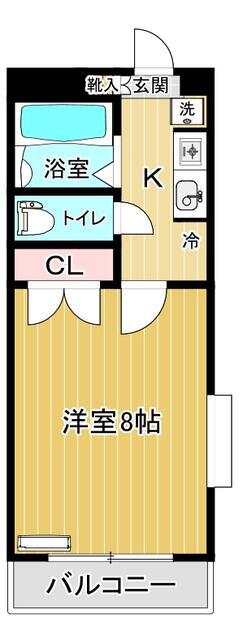 グランデュール中野(1K/2階)の間取り写真
