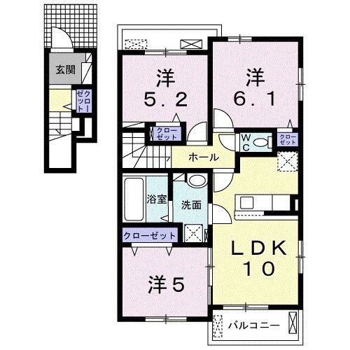 コンフォート メゾンII B棟(3LDK/2階)の間取り写真