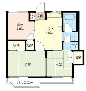 レインボーハイツ本郷台(3K/2階)の間取り写真