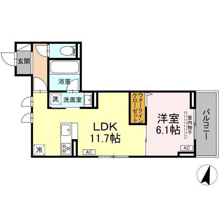 D PAINA 木月住吉町(1LDK/3階)の間取り写真