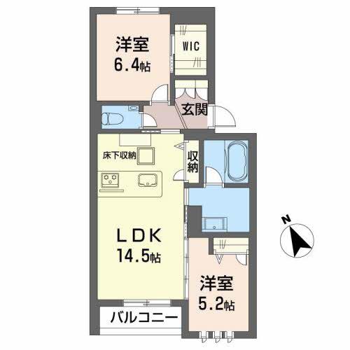 ベルフィオーレK(2LDK/2階)の間取り写真