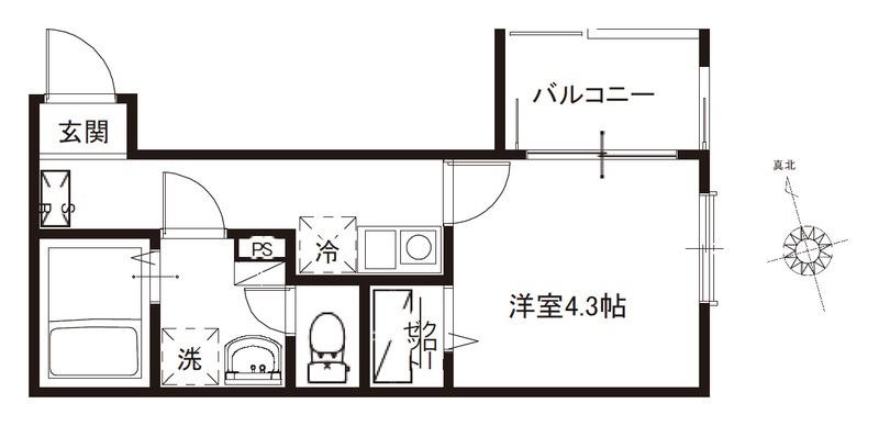 CELLHILLS大宮イースト(1K/3階)の間取り写真