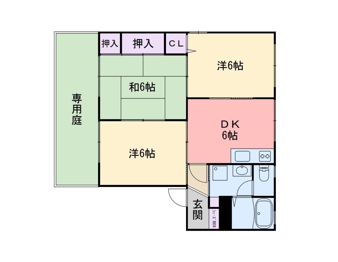 エクセレント前原 C棟(3DK/1階)の間取り写真
