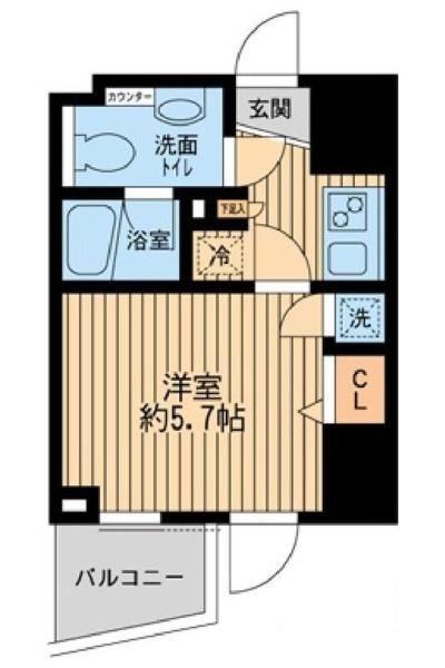 ライブコート草加(1K/13階)の間取り写真