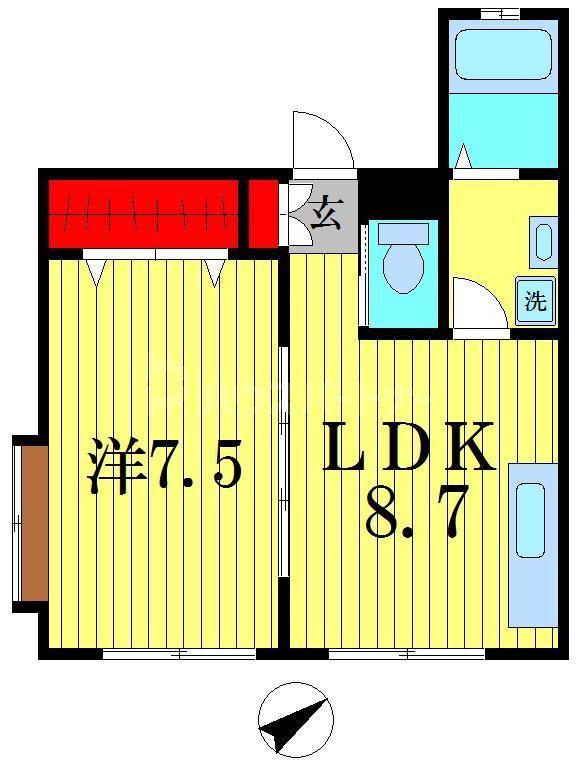 イースト高砂II(1LDK/3階)の間取り写真