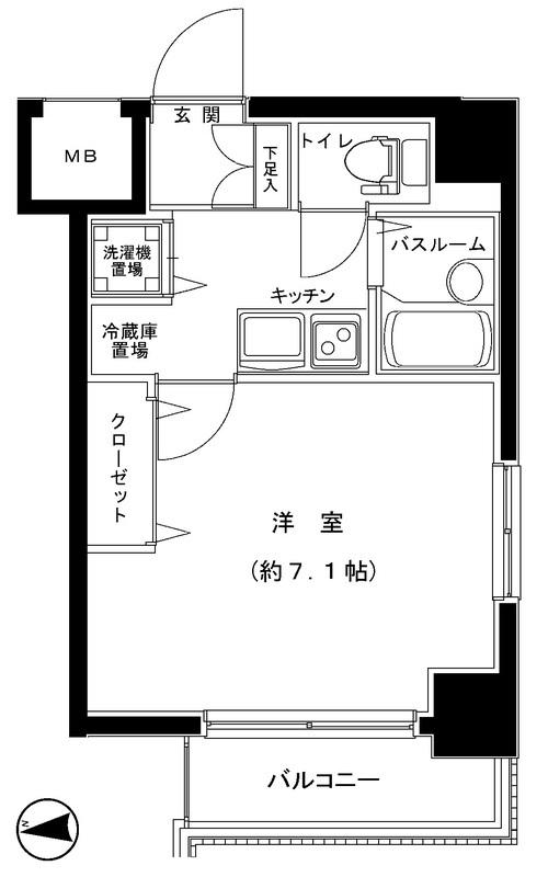 グランフォース蔵前(1K/3階)の間取り写真