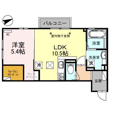 ユースフル高尾台(1LDK/1階)の間取り写真