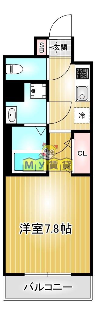 エスリード金山リュクス(1K/8階)の間取り写真