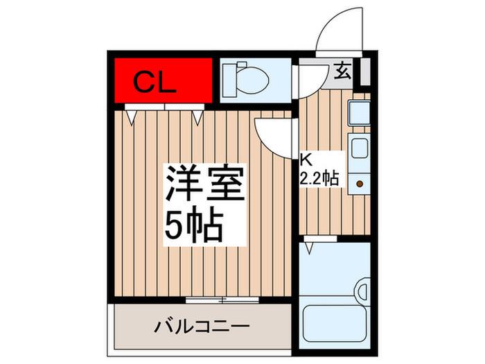 MELDIA竹ノ塚II(1K/2階)の間取り写真
