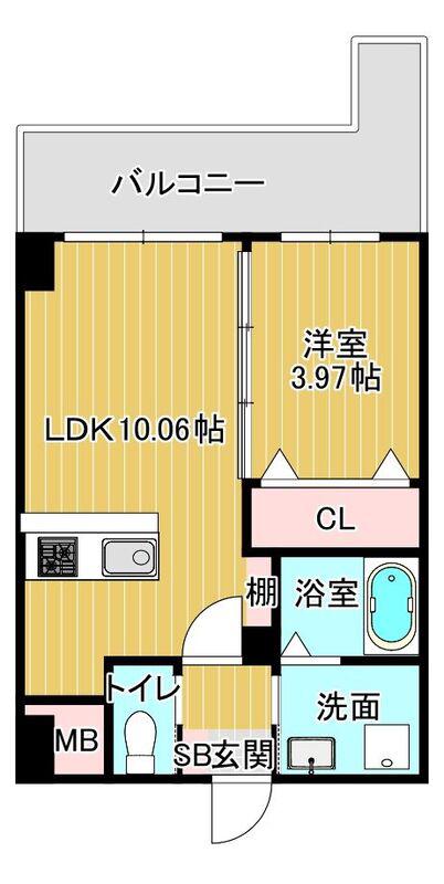 第47川崎ビル(1LDK/6階)の間取り写真