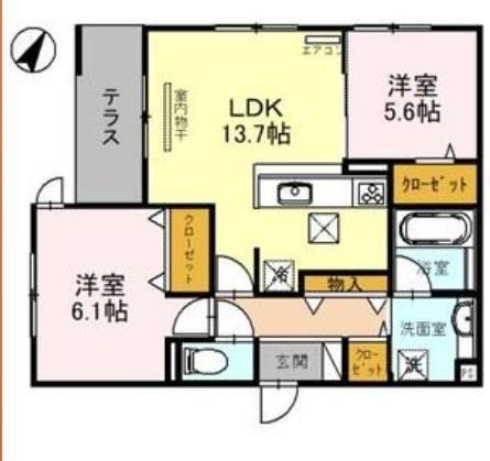 SERENA/2F(2LDK/2階)の間取り写真