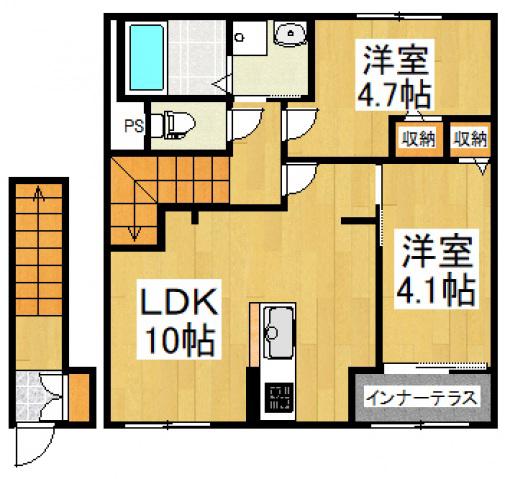パラドール(2LDK/2階)の間取り写真