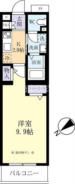 MESTみらい平(1K/3階)の間取り写真